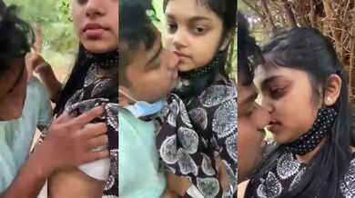 Jungel mai chumma chati karte hue apne boobs chuswati ladki