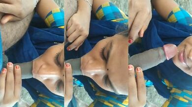 Cute village tamil girl ka outdoor blowjob
