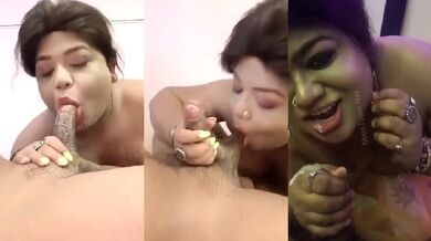 Lund or ballls ko suck kar muh pe cumshot li randi nai