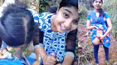 Cute mallu teen girl ka outdoor blowjob or pussy show